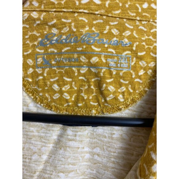 Eddie Bauer Womens Mustard Button Up Top Plus size 2XL 3/4 Sleeve Jersey Casual - Picture 8 of 13